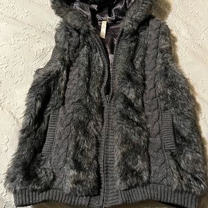 Womens Green Tea Fur and Sweater Vest